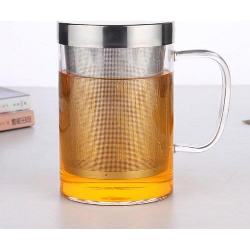 Behogar 17oz Clear Glass Bottle High Temperature Resistant Tea Teapot Brewing Water Juice Coffee Flower Tea Cups Mugs Baskets