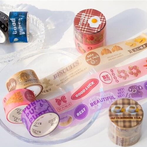Cheese Bread Fruit Washi Tape Kawaii Food Self-Adhesive Label DIY Decoration Sticker for Scrapbooking Diary Photo Album Planner