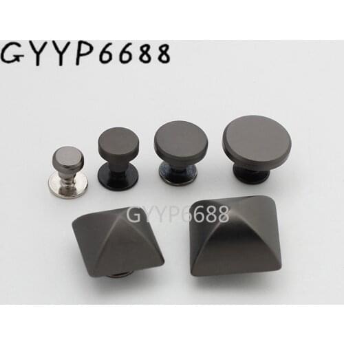 10-30-100pcs 6 size 7*5mm 7*7mm 7*9mm 6*12mm 8*13mm 15mm polished matte gun black color rivets for woman bag decoration