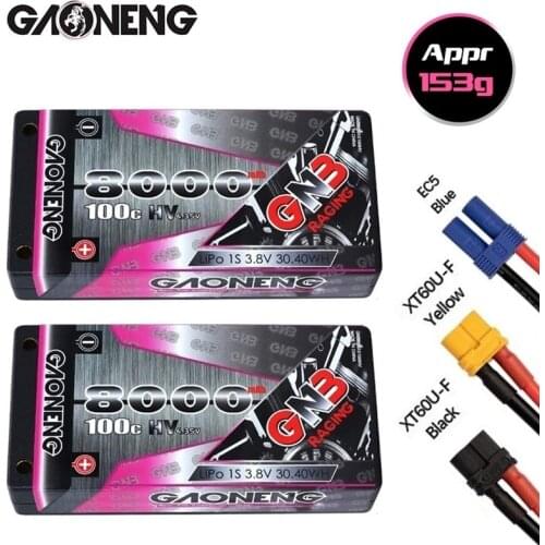 1-3pcs GAONENG GNB 3.8v 8000mAh 100C LiPo Battery For Remote Control Car Racing Spare Parts With Shell Upgrade LiHV 1S Battery