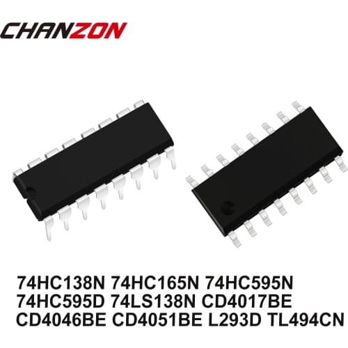 10PCS 74HC138N 74HC165N 74HC595N 74HC595D SOP SOP16 74LS138N CD4017BE CD4046BE CD4051BE L293D TL494CN DIP DIP16 IC New Original