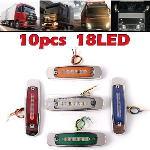 10pcs 24V 18LED Truck Lorry Trailer Side Marker Indicators Car Turn Signal Brake Rear Warning Tail Light Lamp Side Light