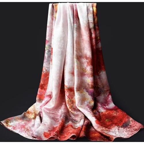 100% Pure Silk Scarf Women Hangzhou Silk Echarpe Shawls Wraps Foulard Femme Hollow Out Jacquard Natural Silk Long Scarves