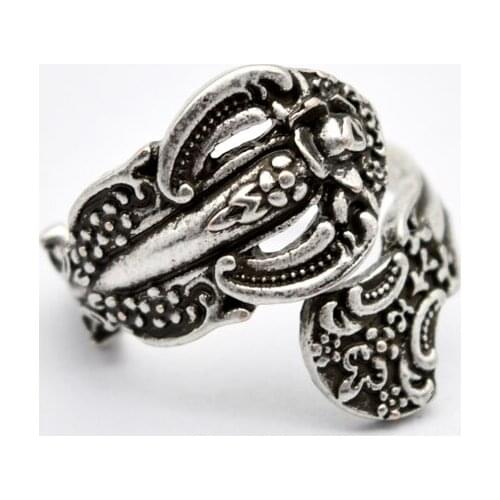 12pcs Bride Bridesmaids Flower Spoon Rings For Women Vintage Royal Statement Rings Opening Adjustable Ring Jewelry RG48