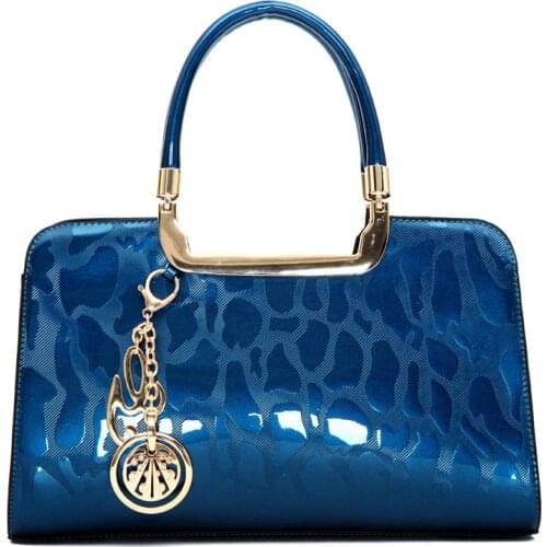 2020 Fashion High Quality Patent Leather Luxury Tote Bag Simple Stone Pattern Large Capacity Womens Handbag