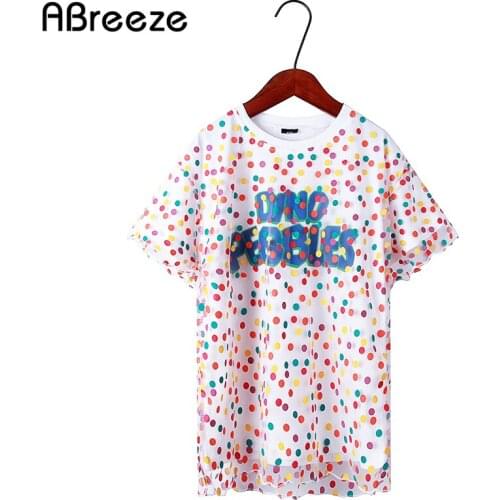 2021 New Girls Long T-shirts Fashion Polka Dot Shirts For Girls Summer 2-8 Years Mesh Long Style Tops Tees Children Girls