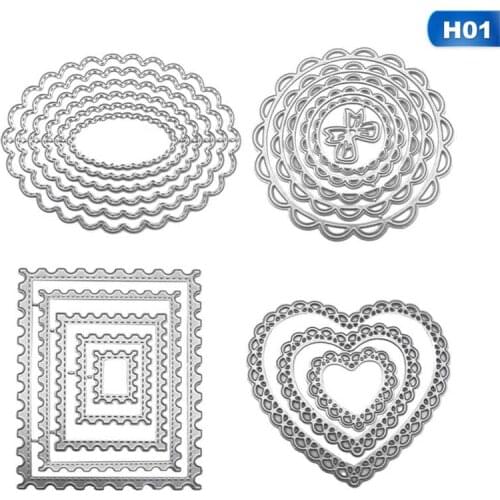 4PCS/Set Round, Rectangular, Wavy, Heart-shaped Cutting Dies Cut Carbon Steel Embossing Scrapbooking Craft Diy Photo Album