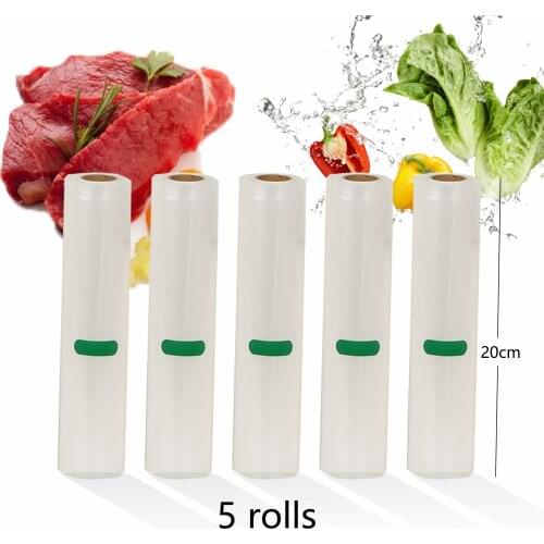 BPA FREE 5 Rolls/Lot Vacuum bag Storage Bags for Sealer Vacuum Packer Packing 20cm*500cm
