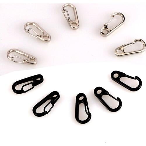 5Pcs EDC Gear Quick Link Mini Carabiner Snap Spring Clip Hook Keychain Survival Tool Buckle Hiking Lots Silver/Black Zinc Alloy
