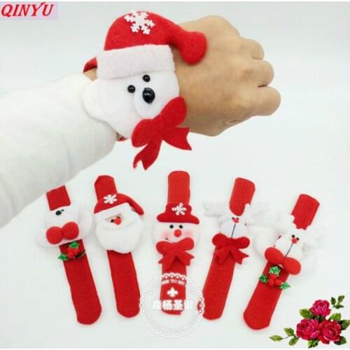 5pcs Christmas Children Toys Gifts Santa Claus Luminous Slap Wristband Patting Hand Circle Xmas Decoration Accessories 6ZHH090