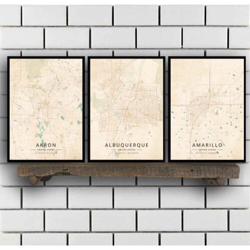 Akron Albuquerque Amarillo Anchorage Ann Arbor Arlington Atlanta Austin Baltimore Boise Boston United States Poster