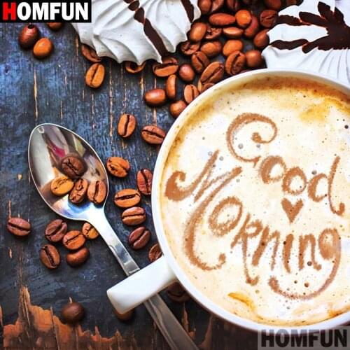 HOMFUN Full Square/Round Drill 5D DIY Diamond Painting "coffee" Embroidery Cross Stitch 5D Home Decor A00597