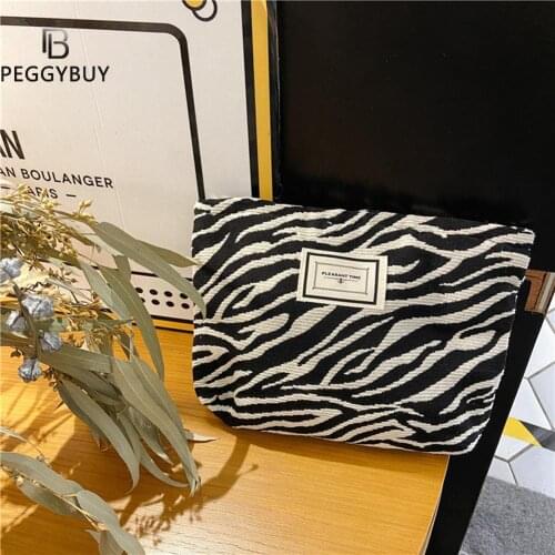 Large Women Leopard Animal Pattern Cosmetic Bag Canvas Waterproof Zipper Make Up Bag Travel Washing Makeup Organizer Beauty Case