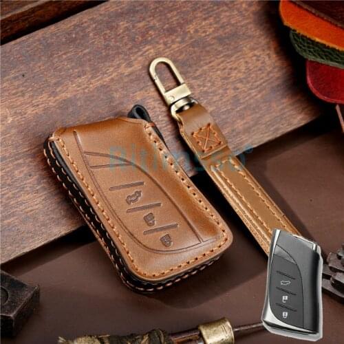 Genuine Leather Car Remote Key Cover Key Case for Lexus ES300h ES350 ES200 ES260 LS350 LS500h Fob Key 2018 2019 2020