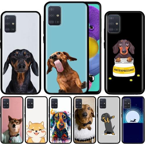 Dachshund Dog pug Case For Samsung Galaxy A51 A71 A01 A81 A91 A50 A70 A70s M31 Black Silicone Phone Cover Fundas