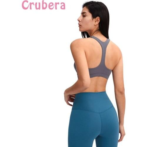 CRUBERA Sexy Elastic Breathable Workout Y-Back Sports Bras Push-up High Support Impact Crop Top Bras Women Running Gym Underwear