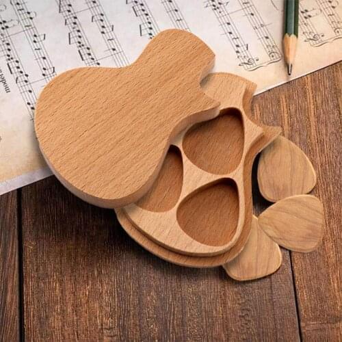 Handmade Wooden Guitar Pick Box and Picks Guitar Pick Plectrum Storage Box Guitar Accessories
