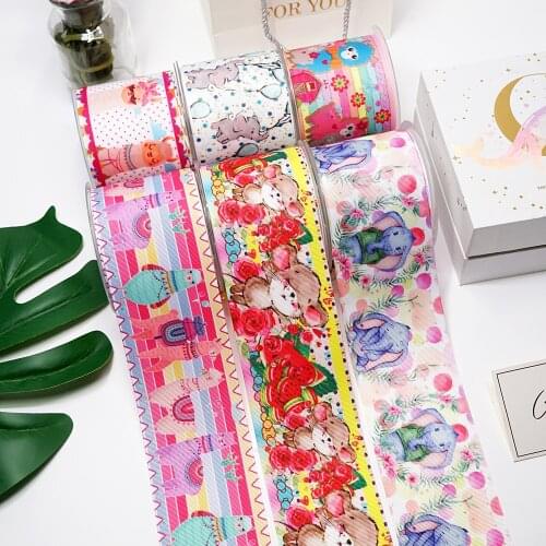 DIY Cartoon Alpaca Printed Grosgrain Ribbon For Craft Supplies Sewing Accessories 5 Yards. 38223
