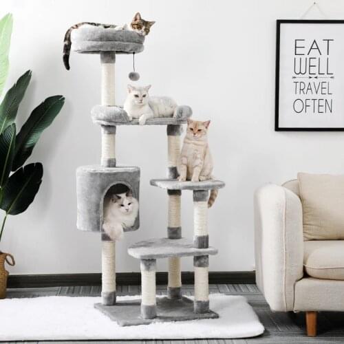 Cat Tree Tower Multi-Level Kitten Play House with Cozy Perches Plush Condos and Sisal Scratching Posts