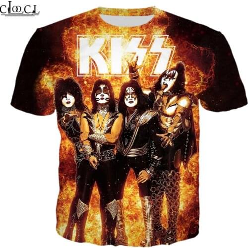 HX Newest Popular Rock Singer KISS Band Men Women Tshirt 3D Print Summer Harajuku Hip Hop Streetwear Pullover Drop Shipping