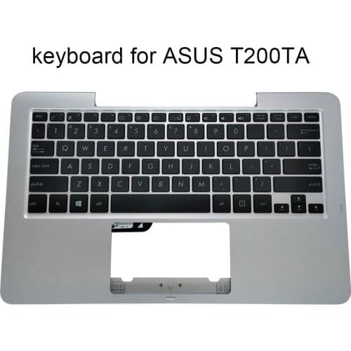 US laptop keyboard for Asus Transformer Book T200TA T200T T200 English keyboards silver Palmrest cover 13NB06I4AP0401 90NB06I4