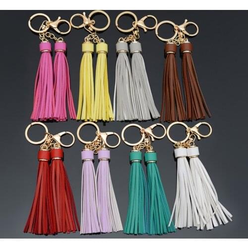 Leather Tassel Women Keychain Bag Pendant Alloy Car Key Chain Ring Holder Unique Handbags Fashion Jewelry Accessories Gifts