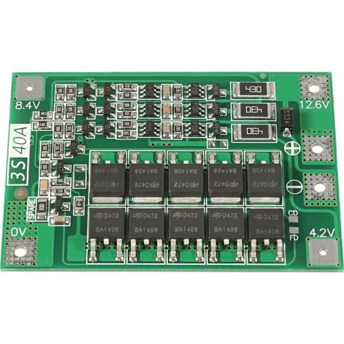 3S 40A BMS 11.1V 12.6V 18650 lithium battery protection Board with balanced Version for drill 40A current/ Motorcycle battery
