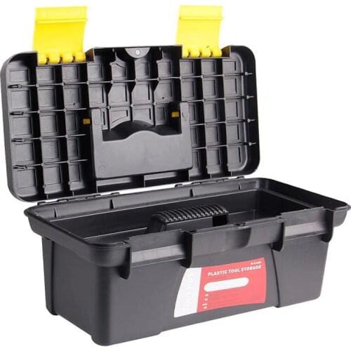 Multifunction Tool Box Storing Box Two-layer Black Plastic PP Box Portable Fittings Box For The Vehicular Red and Yellow Lock