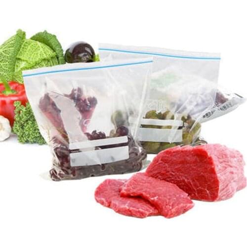 Reusable Fruit Vegetable Fresh Bag Freezing Food Zipper Plastic Bag Travel Snack Preservation Organizer Kitchen Storage Supplies