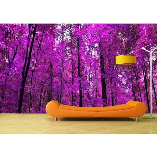 Custom Wallpaper Murals Wall Purple Forest Wall Self Adhesive Vinyl Wall Sticker Poster Wall Paper Home Decor