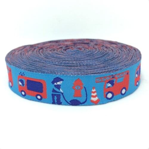 NEW wholesale 5/8 '(16 mmx10yards) Polyester Woven Jacquard Ribbon truck is refueling KTZD15102809
