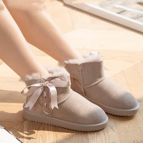 New Arrival 100% Real Fur Classic Mujer Botas Genuine Sheepskin Leather Snow Boots Winter Shoes for Women