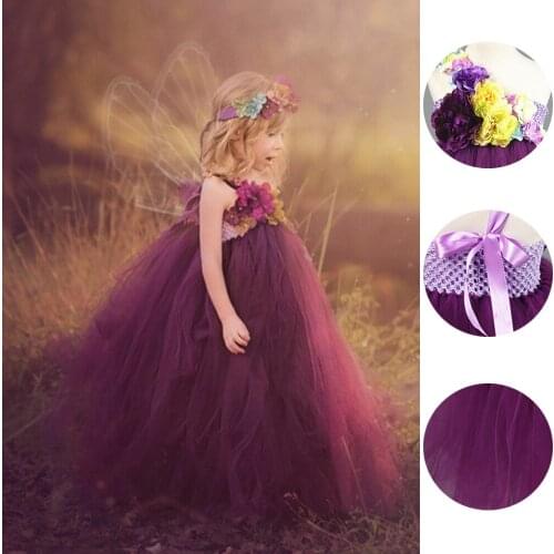 Princess Flower Fairy Girls Tutu Dress Ankle-Length For Birthday Party Boutique Cosplay Halloween Baby Girls Ball Gown Dresses