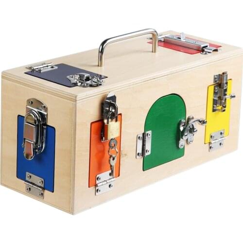 Montessori Colorful Lock Box Kids Children Educational Preschool Training Toys Various Locks Pratical Gift