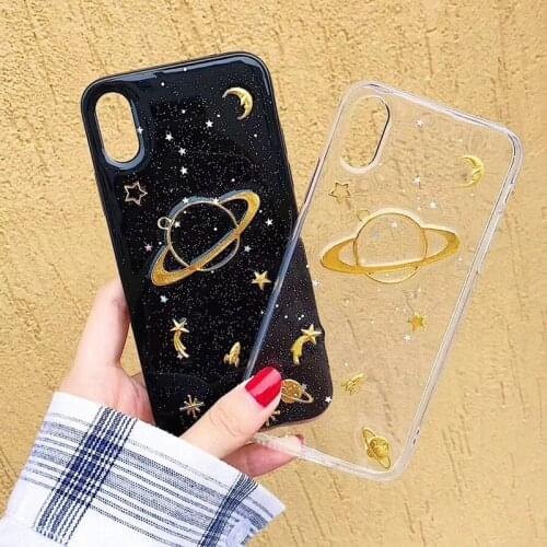 Luxury Glitter Universe Planet case for iphone 11 X XS MAX 6 6s 7 8 Plus 11 Pro Max SE 2020 Cute Cartoon Star Bling Moon case