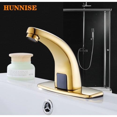 Sensor Basin Faucet Gold Sensor Bathroom Mixer Faucet Quality Brass Cold Bathroom Faucets Sensitive Sensor Basin Sink Faucets