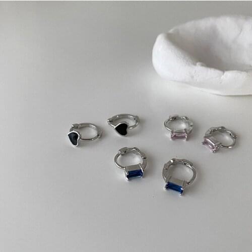 ALLNEWME 3 Styles Colourful Shinning Zirconia Square Love Heart Pendant Earring for Women Ladies Metal Hoop Earrings Accessories