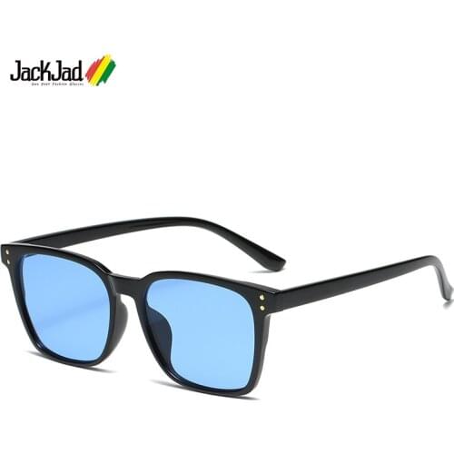 JackJad 2021 Fashion Cool Square Style Tint Ocean Lens TR90 Sunglasses Women Rivets Brand Design Sun Glasses Oculos De Sol 616