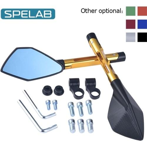 SPELAB 2PCS Universal Motorcycle Rearview Mirror CNC Aluminum Side Mirrors For YAMAHA ys 150 tmax 530 tdm 850 fz6n mt10 c8 nmax
