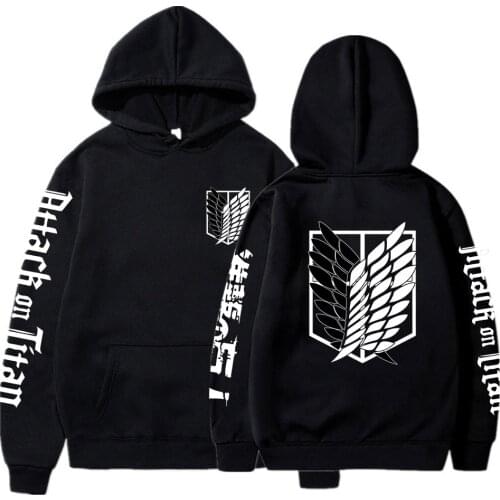 Anime Attack on Titan AOT Merch Ackerman Levi Scout Regiment Printed Hoodies Men Women Hooded Sweatshirts Cozy Black Pullovers