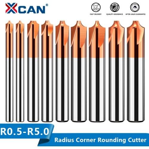 XCAN Corner Rounding Milling Cutter 1pc TiCN Coated Carbide End Mill R0.5-R5.0 CNC Machine Router Bit