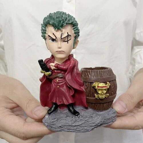 [VIP] Anime One Piece Law Luffy Sanji Zoro Pen holder Figure Pen container Resin statue model Home decorations Ornaments gift