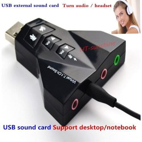 Brand new USB external sound card to audio headset dual stereo 7.1 channel support desktop notebook 10pcs Free mail