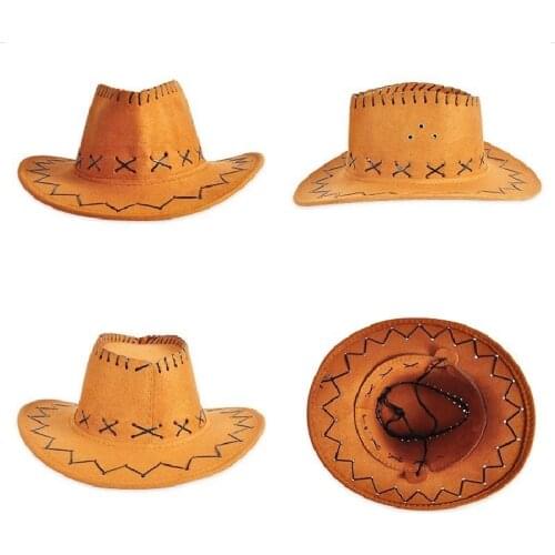 Unisex Kids Men Women Western Cowboy Hat Wide Brim Jazz Fedora Hat Party Festival Fancy Travel Female Cowgirl Parent Child Hat