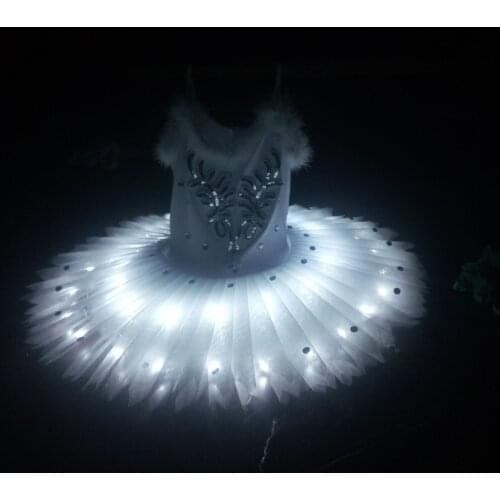 2017 Womens Luminous Ballet Skirt Childrens New LED Dance Dress White woman Ballet dance tutu skirt