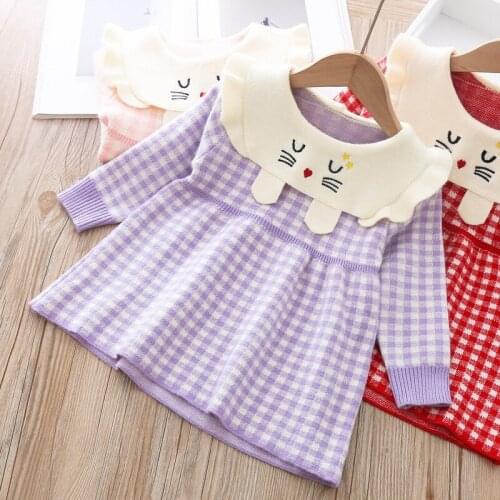 Thunderers Winter Girls Princess Dresses 2020 Autumn Cute Cartoon Sweater Dress vestidos 2-6 Years Kids Girl Knitted Clothes