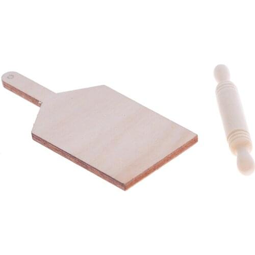 1set Kitchen Cutting Board Rolling Pin Set Accessories Toys 1:12 Dollhouse Miniatures