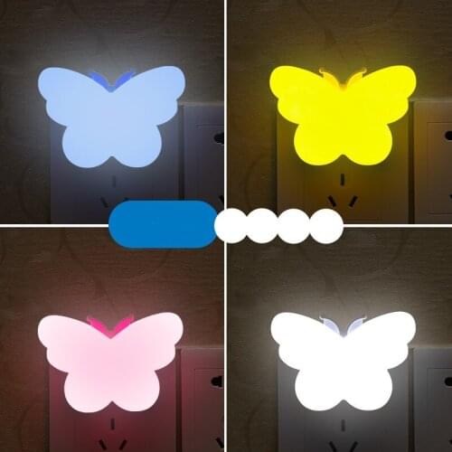 1pcs US Plug LED Sensor Control Mini Butterfly LED Night Light Dark Children Bedroom Bedside Kids Lamp Baby Sleeping Nightlight