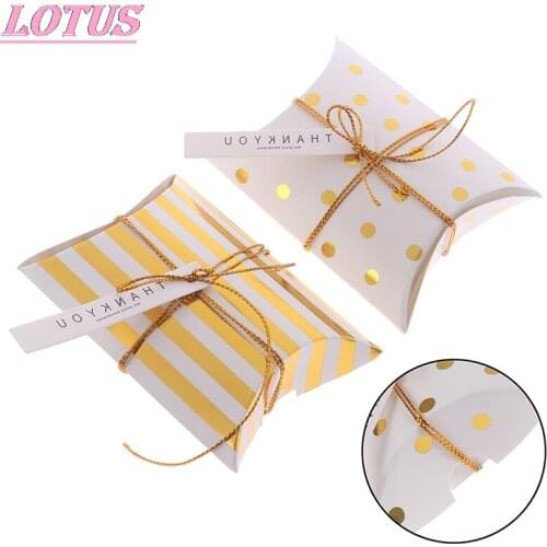10pcs Promotion Pillow Shape Kraft Jewelry Candy Box Craft Paper Wedding Favor Gift Boxes Pie Party Box Bags