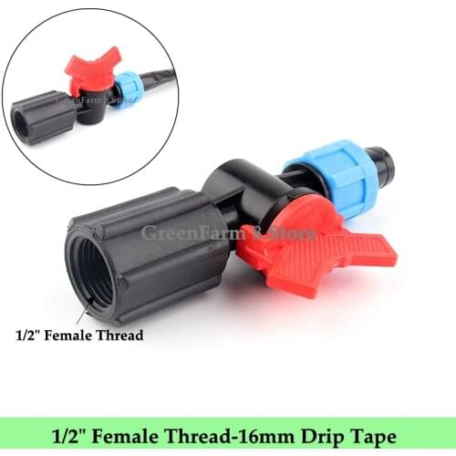 2~50pcs 1/2" Female Thread-16mm Drip Tape Valve Micro Irrigation Greenhouse Watering Save Labyrinth Type Fittings Joint